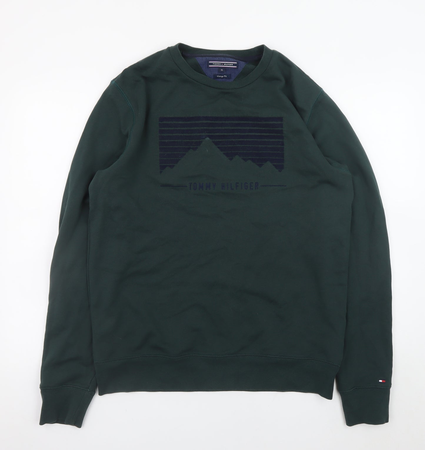 Tommy Hilfiger Men's Green XL Vintage Fit Graphic Sweatshirt