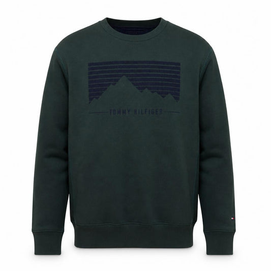 Front view of Tommy Hilfiger Men's Green XL Vintage Fit Graphic Sweatshirt