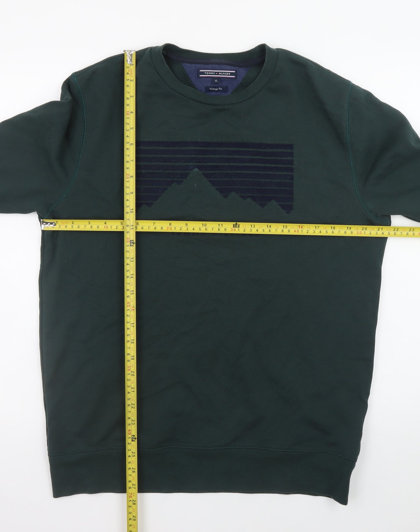 Tommy Hilfiger Men's Green XL Vintage Fit Graphic Sweatshirt