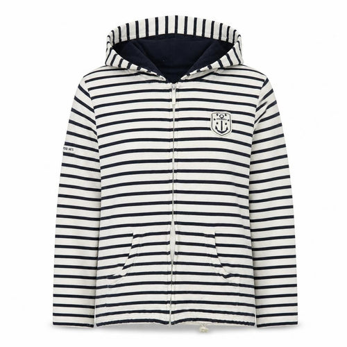 Les Trois Mats Women’s Navy Stripe Full Zip Hoodie Size M Cotton Nautical