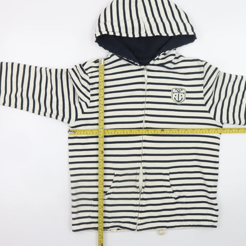 Les Trois Mats Women’s Navy Stripe Full Zip Hoodie Size M Cotton Nautical