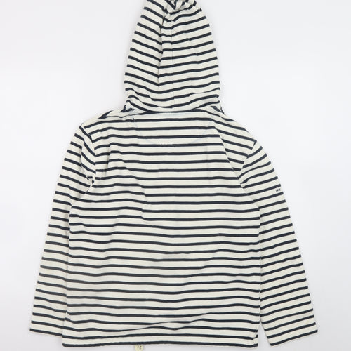 Les Trois Mats Women’s Navy Stripe Full Zip Hoodie Size M Cotton Nautical