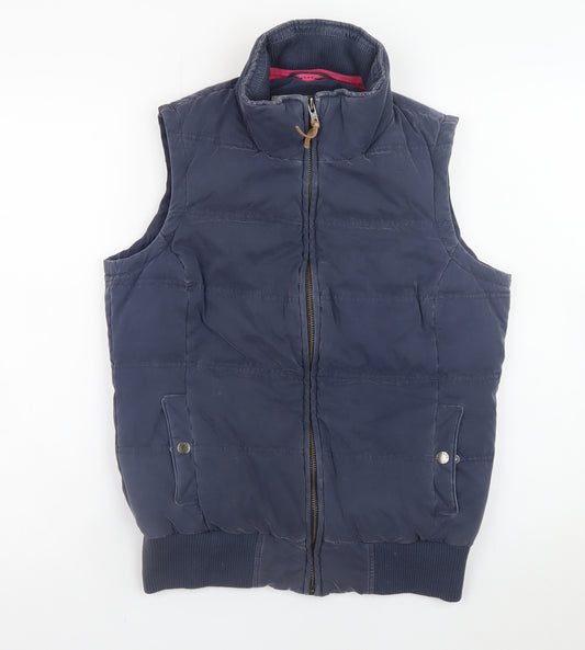 Fat Face Women’s Blue Puffer Waistcoat Size 10 Quilted Zip Gilet