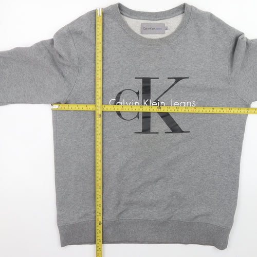 Calvin Klein Jeans Men's Grey Crew Neck Logo Sweatshirt L