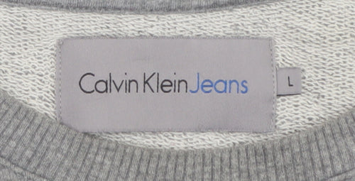 Calvin Klein Jeans Men's Grey Crew Neck Logo Sweatshirt L