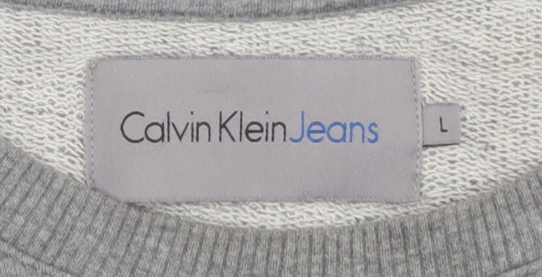 Calvin Klein Jeans Men's Grey Crew Neck Logo Sweatshirt L