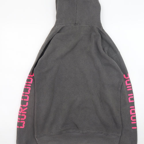 PrettyLittleThing Women's Grey Hoodie Small Worldwide Graphic Pullover