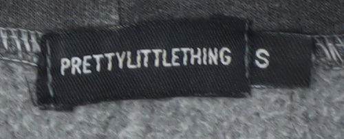 PrettyLittleThing Women's Grey Hoodie Small Worldwide Graphic Pullover