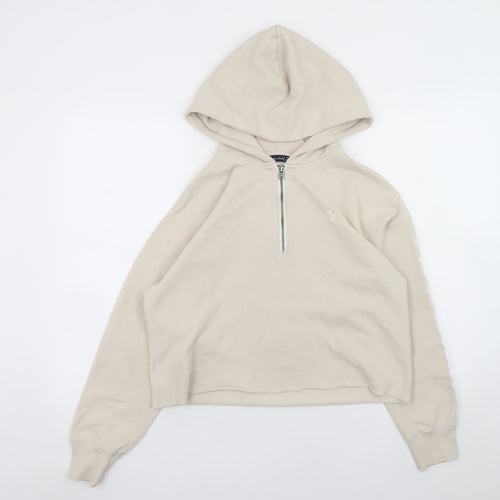 Abercrombie & Fitch Women Beige 1/4 Zip Hoodie Sweatshirt Size S