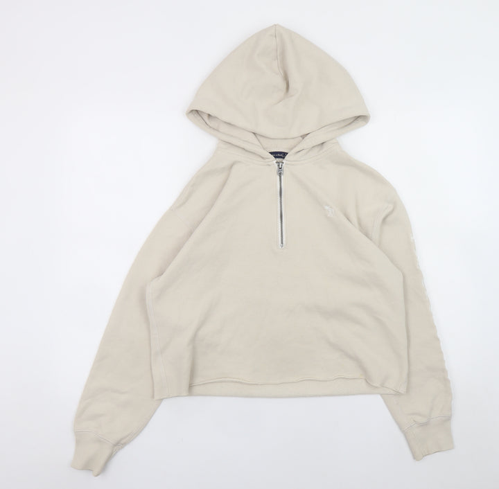 Abercrombie & Fitch Women Beige 1/4 Zip Hoodie Sweatshirt Size S