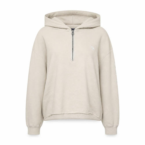Abercrombie & Fitch Women Beige 1/4 Zip Hoodie Sweatshirt Size S