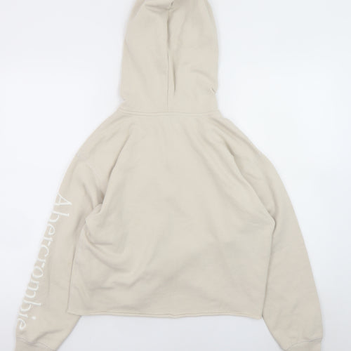 Abercrombie & Fitch Women Beige 1/4 Zip Hoodie Sweatshirt Size S