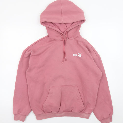 Adidas Womens Pink Pullover Hoodie Size 14 Relaxed Fit Cotton Blend