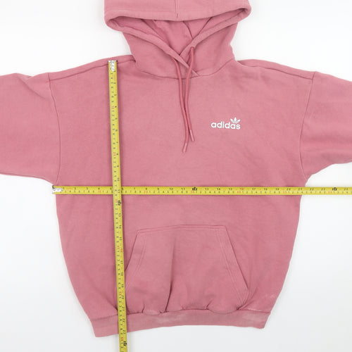 Adidas Womens Pink Pullover Hoodie Size 14 Relaxed Fit Cotton Blend