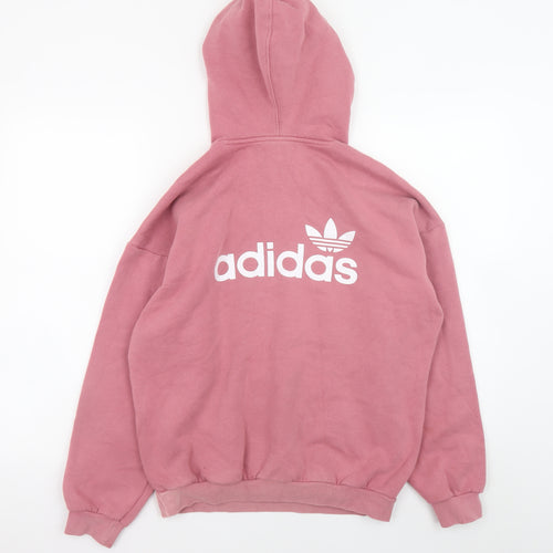 Adidas Womens Pink Pullover Hoodie Size 14 Relaxed Fit Cotton Blend