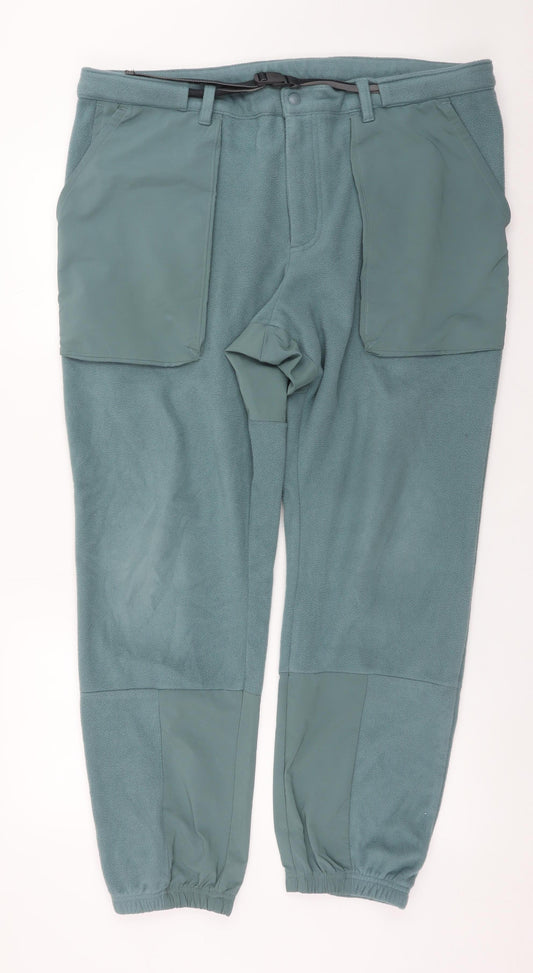 Columbia Men Green 38 Cargo Fleece Tapered Outdoor Trousers
