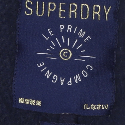 Superdry Womens White Striped Knit Cardigan L Collared Long Sleeve