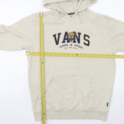 Vans Mens Beige Small Pullover Hoodie Embroidered Logo Sweatshirt
