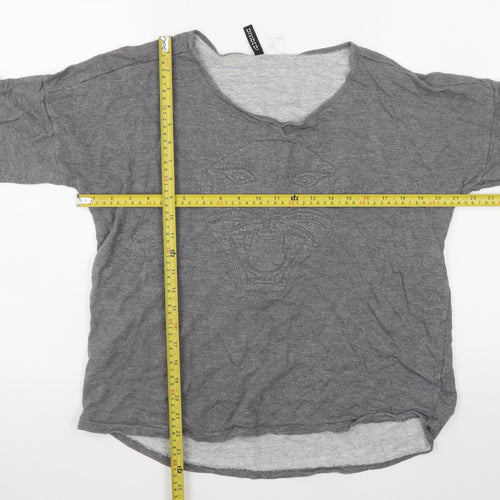 H&M Divided Women Grey Large Pullover Sweatshirt with Tiger Motif