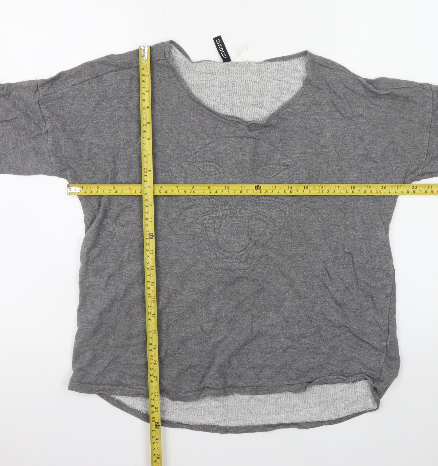 H&M Divided Women Grey Large Pullover Sweatshirt with Tiger Motif