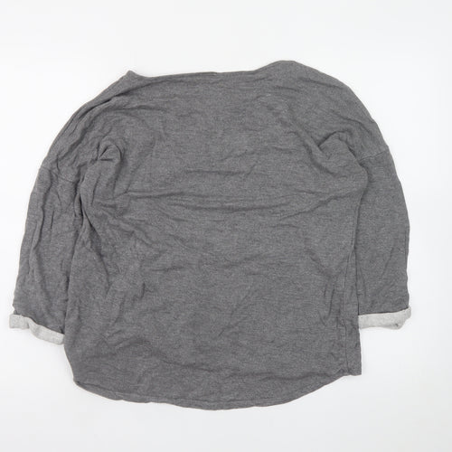 H&M Divided Women Grey Large Pullover Sweatshirt with Tiger Motif