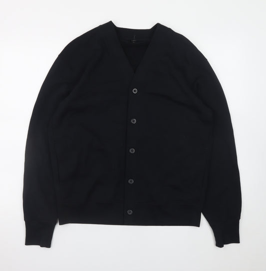 Uniqlo Men's Black Cotton Cardigan S V-Neck Lightweight Jumper