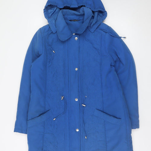 Bonmarché Women's Blue Hooded Parka Coat Size 12