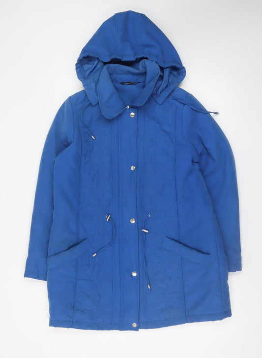 Bonmarché Women's Blue Hooded Parka Coat Size 12
