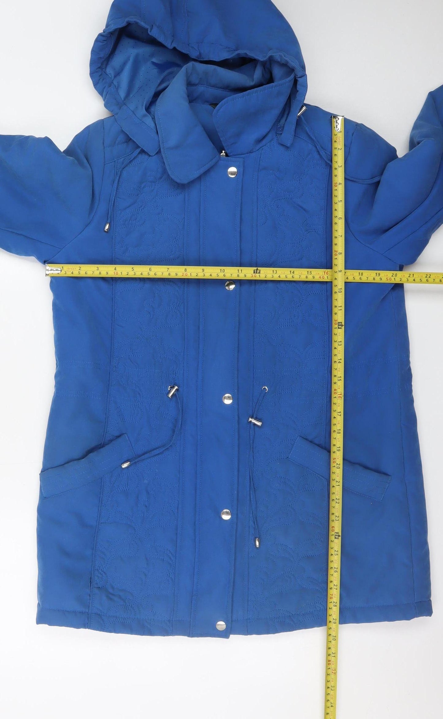 Bonmarché Women's Blue Hooded Parka Coat Size 12