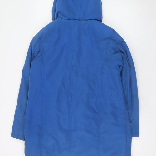 Bonmarché Women's Blue Hooded Parka Coat Size 12