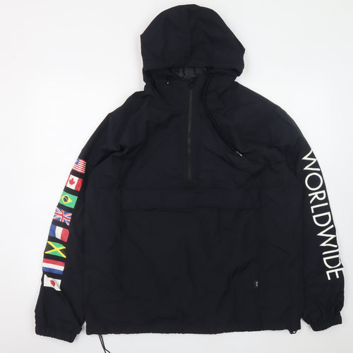 HUF Men's Black Worldwide Hooded Anorak Jacket Size M Streetwear
