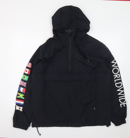 HUF Men's Black Worldwide Hooded Anorak Jacket Size M Streetwear