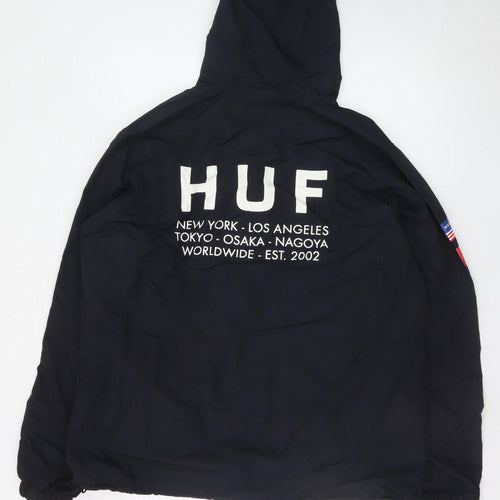 HUF Men's Black Worldwide Hooded Anorak Jacket Size M Streetwear