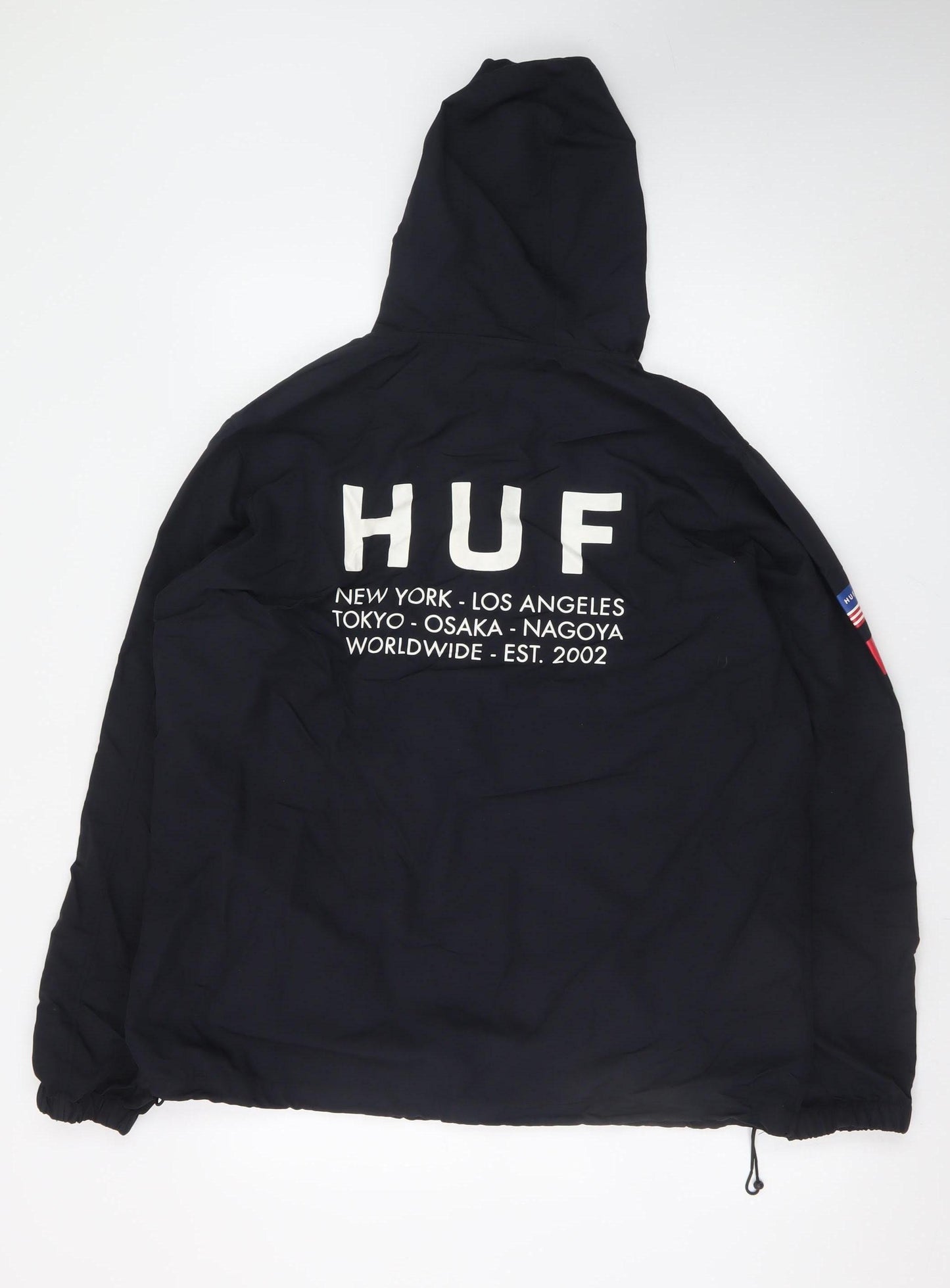HUF Men's Black Worldwide Hooded Anorak Jacket Size M Streetwear