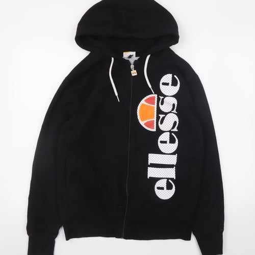 Ellesse Womens Black Full Zip Hoodie Medium Cotton Blend