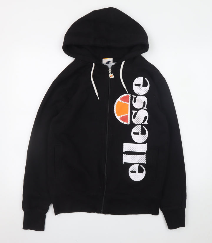 Ellesse Womens Black Full Zip Hoodie Medium Cotton Blend
