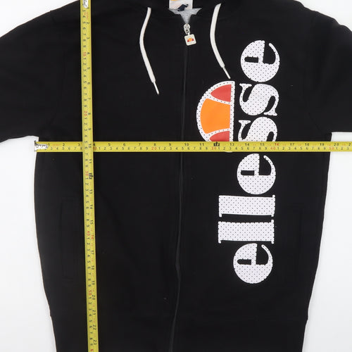 Ellesse Womens Black Full Zip Hoodie Medium Cotton Blend