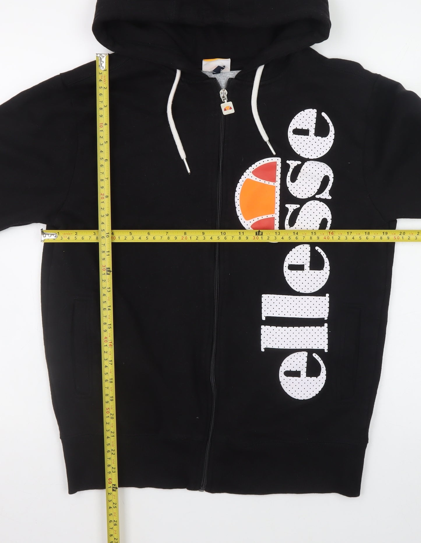 Ellesse Womens Black Full Zip Hoodie Medium Cotton Blend