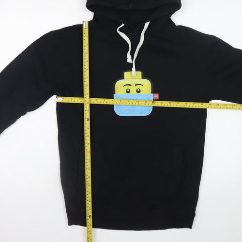 LEGO Boys Black Hoodie Small Organic Cotton Pullover Graphic Print
