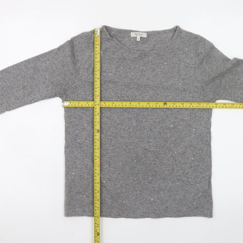 Bartolini Womens Grey Merino Wool Blend Beaded Pullover Jumper Size S