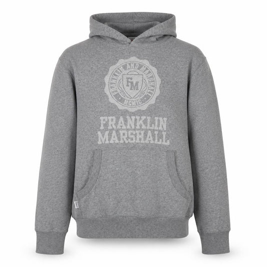 Front view of Franklin & Marshall Men’s Grey 2XL Pullover Hoodie with Logo
