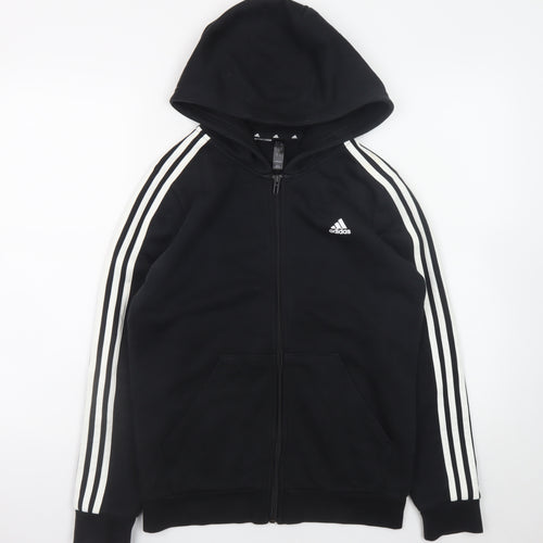 Adidas Boys Black Full Zip Hoodie 13-14 Years Fleece Sportswear
