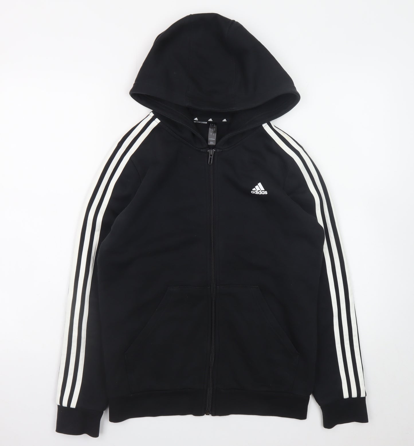 Adidas Boys Black Full Zip Hoodie 13-14 Years Fleece Sportswear