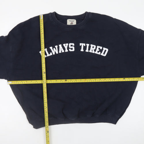 Pull & Bear Womens Navy Always Tired Sweatshirt Size 12 L Cotton Blend