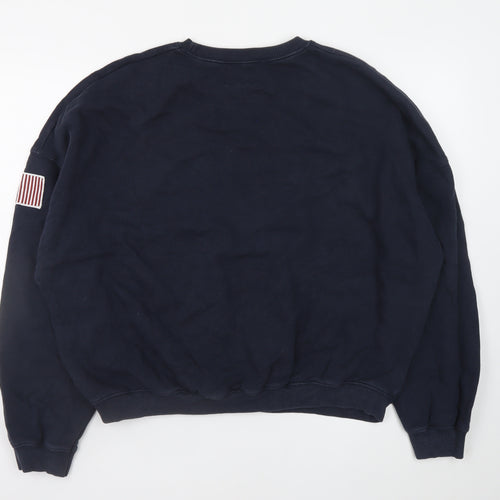 Pull & Bear Womens Navy Always Tired Sweatshirt Size 12 L Cotton Blend