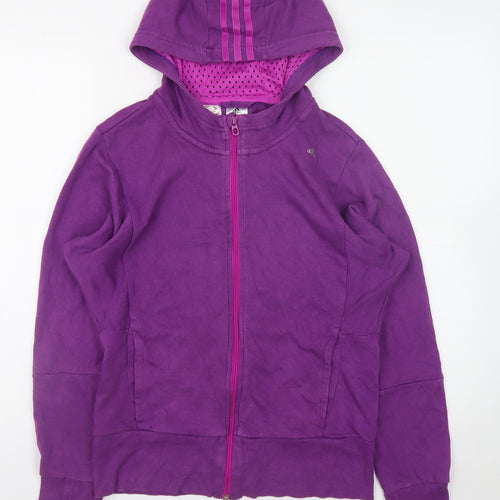 Adidas Girls Purple Full Zip Hoodie 13-14 Years Sports Hooded Sweatshirt