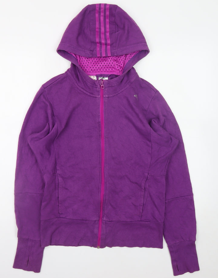 Adidas Girls Purple Full Zip Hoodie 13-14 Years Sports Hooded Sweatshirt