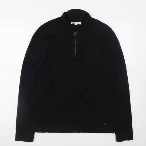 Marks and Spencer Autograph Men’s Black Medium Collared 1/2 Zip Jumper