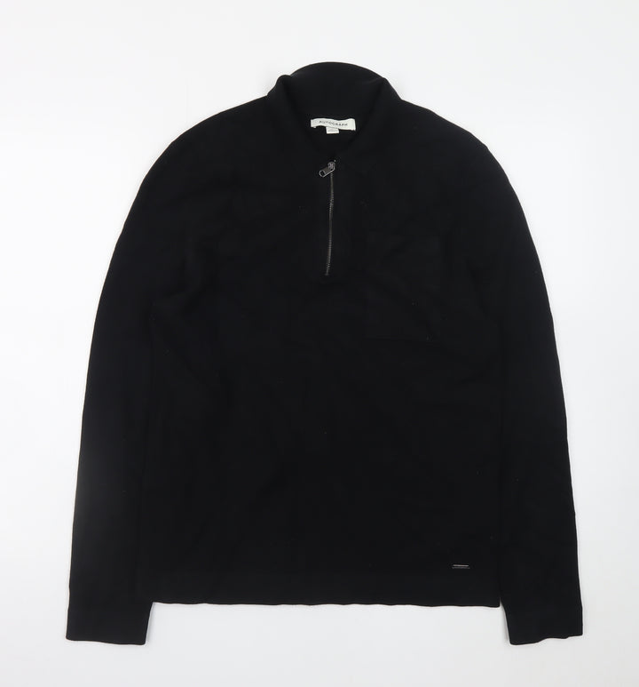 Marks and Spencer Autograph Men’s Black Medium Collared 1/2 Zip Jumper
