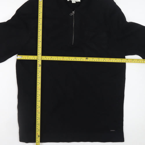 Marks and Spencer Autograph Men’s Black Medium Collared 1/2 Zip Jumper